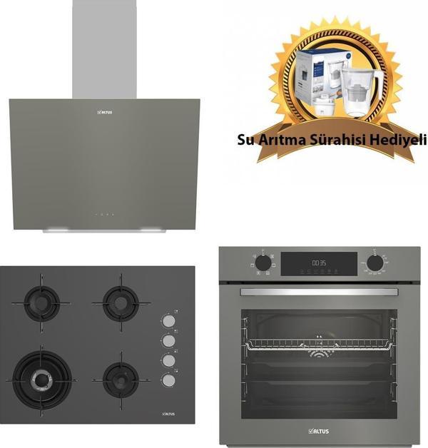 Altus Gri Cam Ankastre Set 570 G - 189 Dg Woklu - 322 G Dijital Turbo -Hediyeli - Image 1