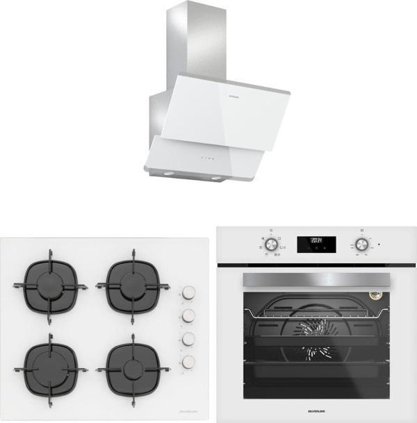 Silverline 3490 Oslo - CS5335W01 - BO6502W02 Beyaz Cam Ankastre Set - Image 1