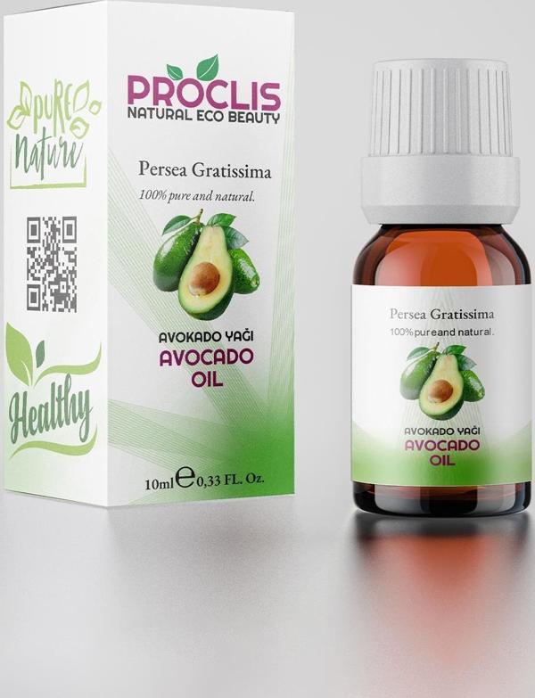 PROCLİS Soğuk Sıkım Avokado Yağı, %100 Doğal Bitkisel Sabit Yağ, Avocado Oil 10ml - Image 1