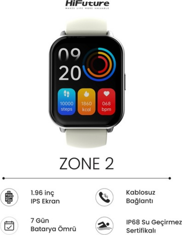 HiFuture FutureFit Zone2 BT 5.2 IP68 Su Geçirmez 1.96" Arama Nabız Spor Kan Oksijen Takibi 50 Mm Akıllı Saat (Distribütör Garantili) - Image 1