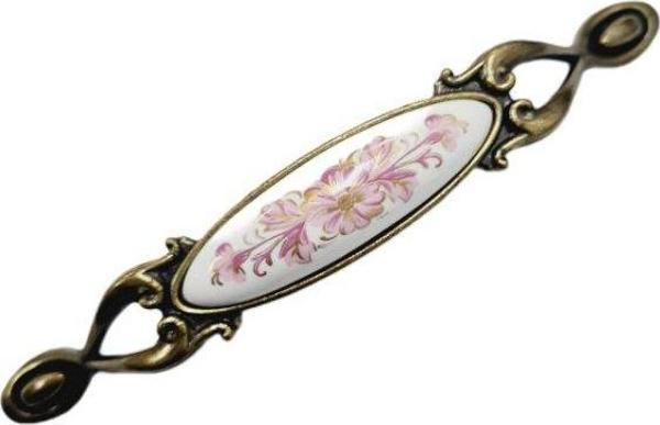 MİRAY 128 mm Metal antik sarı  porselen  desenli / 5 ADET - Image 1