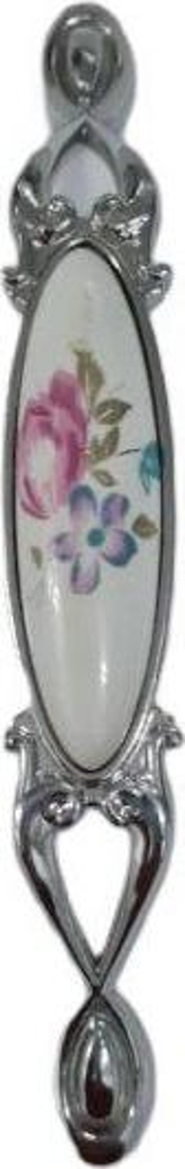 Miray 128 mm Metal KROM Kasa Beyaz  ÇİÇEK Desenli  / 5 ADET - Image 1