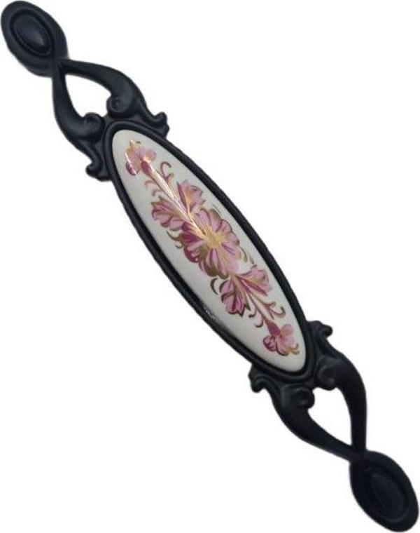 MİRAY 96 mm Metal siyah  porselen motif  desenli / 5 ADET - Image 1