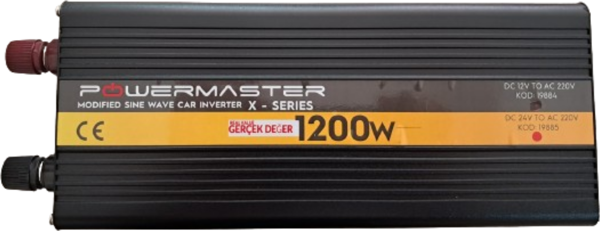 Powermaster 12V Volt 1.2kW 1200W Watt Modifiye Sinüs İnverter 220 Çevirici İnvertör Dijital Ekranlı Dönüştürücü - Image 1