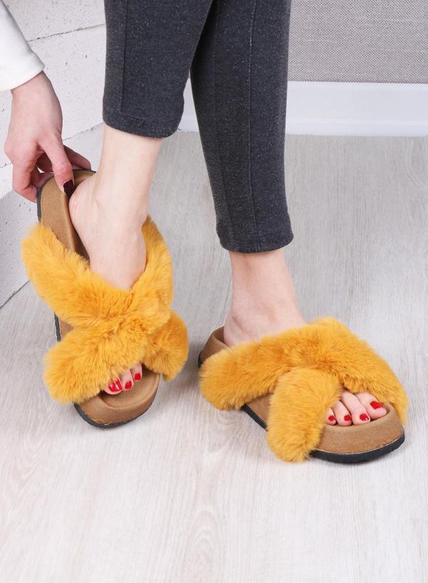 Kadın Günlük Çapraz Peluş Terlik TS1132 - Image 1