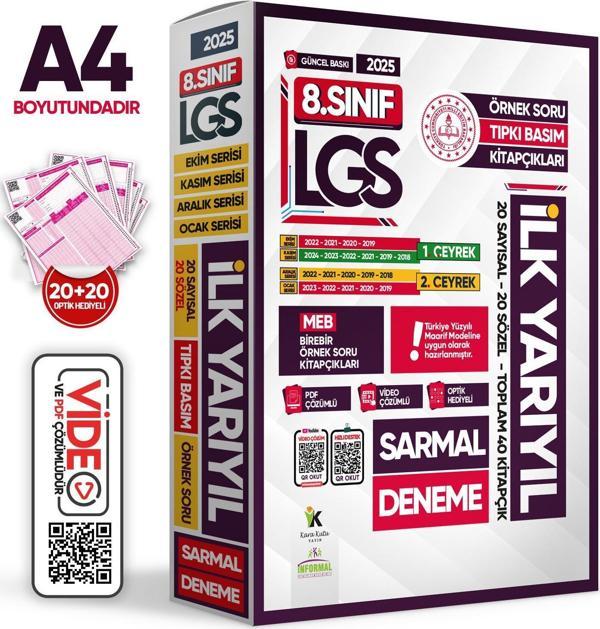2025 8.Sınıf LGS 1. ve 2. ÇEYREK İLK YARIYIL MEB Örnek Soru Tıpkı Basım Sarmal Deneme Paketi Çözümlü - Karakutu Yayınları - Image 1