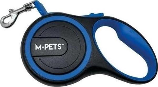 M-Pets Liberty Şerit Otomatik Köpek Gezdirme Kayışı 8 Mt Mavi Large - Image 1
