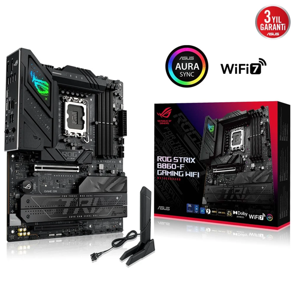 ASUS ROG STRIX B860-F GAMING WIFI, 4xDDR5, 4xM.2, HDMI, DP, Type-C, Wi-Fi 7, Bluetooth v5.4, Intel Core Ultra CPU(Seri 2 - Image 1