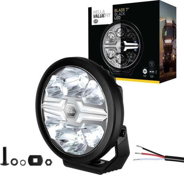 Hella Off-Road Valuefit Blade Led Uzun Far Siyah 22W 7" Beyaz Isik 1FJ357198-041 - Image 1
