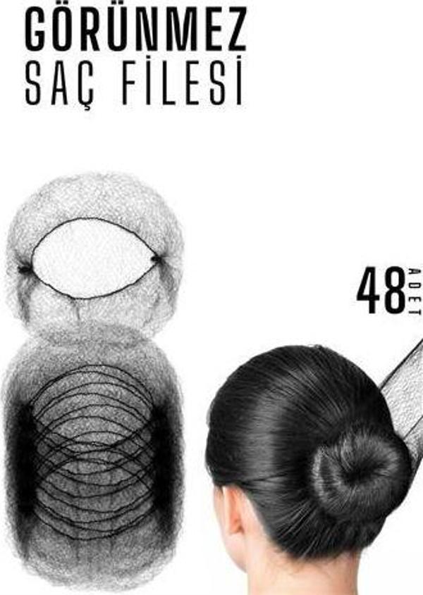 ModaCar Görünmez Saç Filesi 48 ADET SİYAH - Image 1