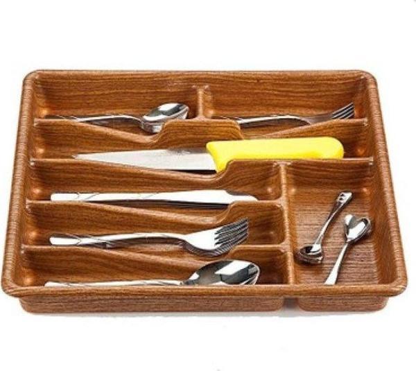 Findit Küçük-Ahşap Renk-7 Bölmeli Çekmece Içi Kaşıklık 36x32cm - Image 1