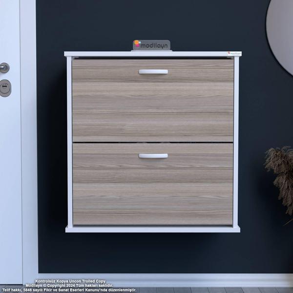 Modilayn UMAY Asma Antre 72 x 74 x 25,5 cm’lik 2 Düşer Kapak 4 Göz Bölmeli Ayakkabılık - Image 1