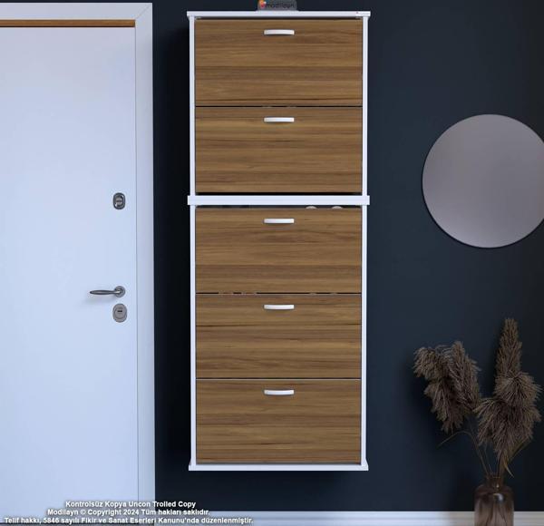 Modilayn VARBİ UMAY' 2 Li Asma Antre Hol 72x181x25, 5 cm’ lik 5 Düşer Kapak 10 Göz Raf Bölme Ayakkab - Image 1