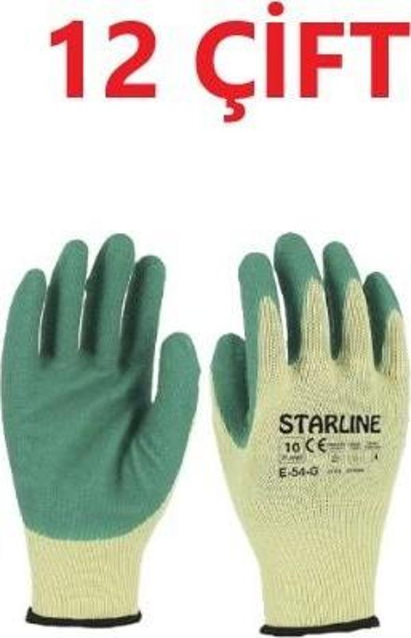 12 Çift Camcı Eldiveni Lateks Starline E-54 G Yeşil Beden 10 - Image 1