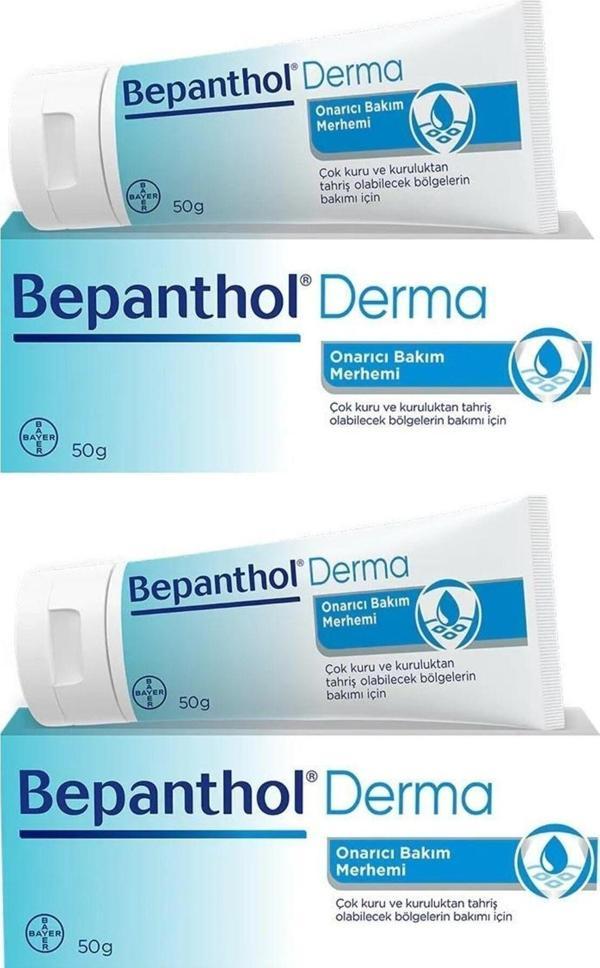 Bepanthol Onarıcı Bakım Merhemi 50 Gr X 2 - Çok Kuru Ciltler İçin Günlük Yoğun Nemlendirici Merhem - Image 1