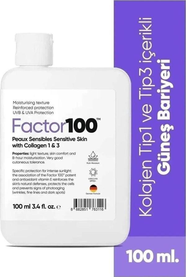 Factor100 Ultra Nemlendirici  Yüksek Korumalı Spf50 100Ml Güneş Kremi - Image 1
