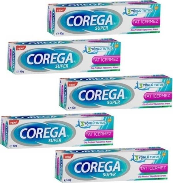 Corega Süper Diş Protezi Yapıştırıcı Tat Içermez Krem 40 Gr 5 Kutu - Image 1