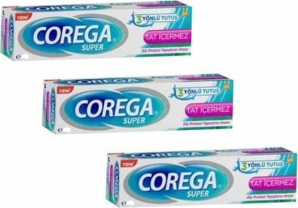 Corega Super Protez Yapıştırıcı Tatsız Krem 40 Gr X 3 Kutu - Image 1