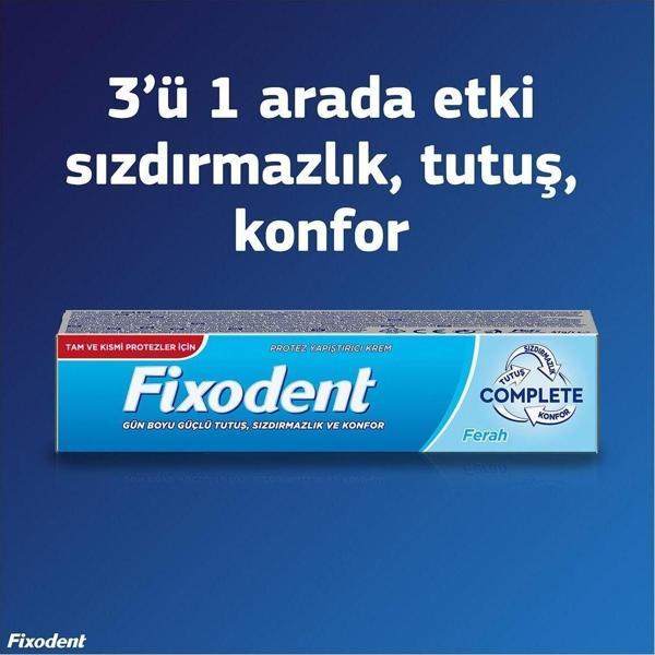 Fixodent Complete Ferah Diş Protez Yapıştırıcı Krem 47Gr X 3 Adet - Image 1