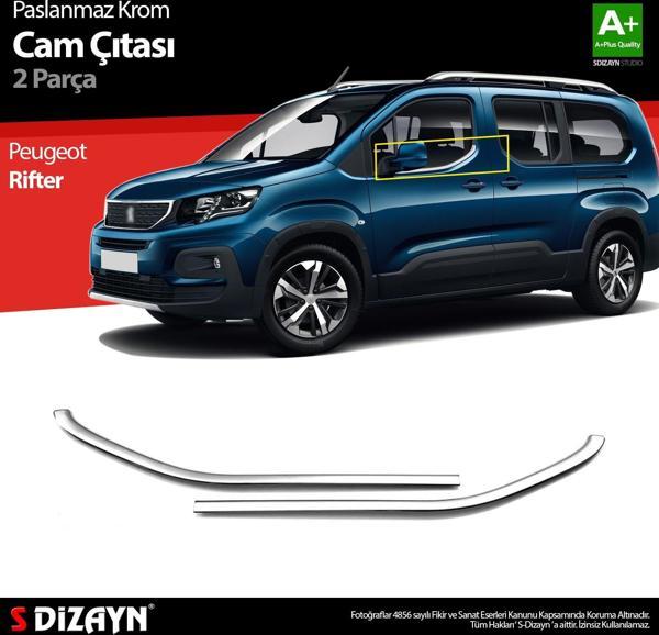 S-Dizayn Peugeot Rifter Krom Cam Çıtası 2 Prç. 2019 Üzeri A+ Kalite - Image 1