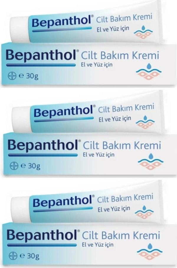Bepanthol Cilt Bakım Kremi 30Gr X 3 Adet - Tüm Cilt Tiplerine Uygun, El Ve Günlük Yüz Bakım - Image 1