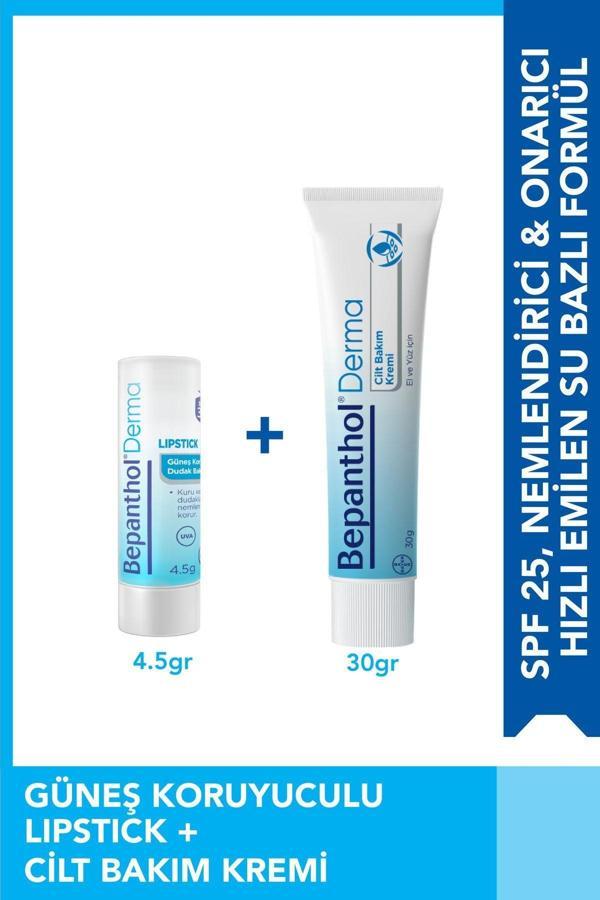 Bepanthol Cilt Kremi 30 Gr Spf 30 Günlük Yoğun Nemlendirici Lipstik Dudak Kremi 4,5 Gr - El, Dudak ,Yüz Bakım - Image 1