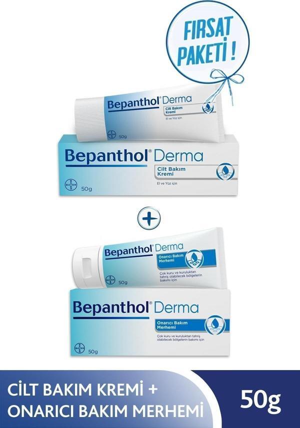 Bepanthol Onarıcı Bakım Merhemi 50Gr & Cilt Kremi 50Gr - El Ve Günlük Yüz Bakım L Avantajlı Günlük Bakım Seti - Image 1