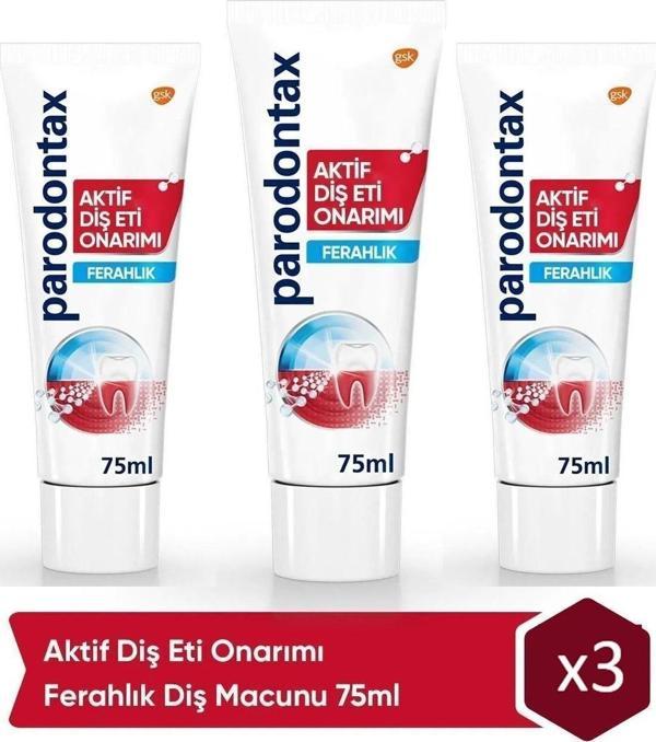 Parodontax Aktif Diş Eti Onarımı Ferahlık Diş Macunu 75Ml * 3 Adet - Image 1