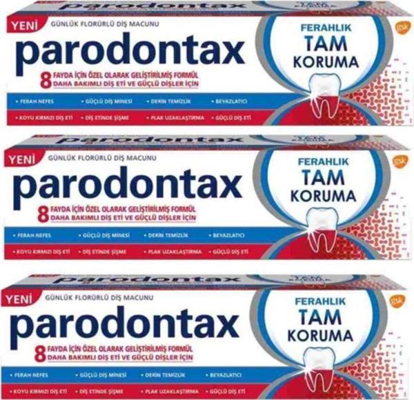 Parodontax Diş Macunu 75Ml Ferahlık&Tam Koruma 75 Ml 3 Adet + Duş Jeli Hediye - Image 1