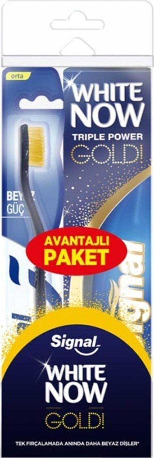 Signal White Now Gold Diş Macunu 75 Ml + Orta Fırça Set - Image 1