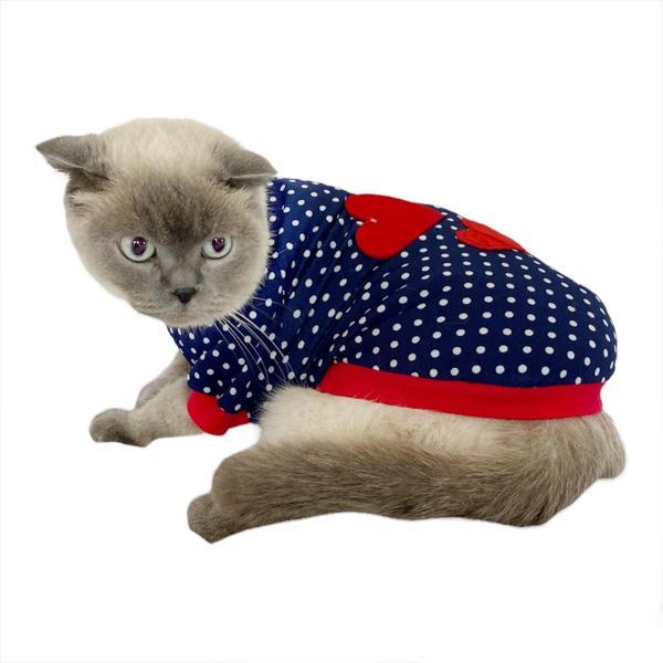 Dots Love Mom Dual Oval Yaka Tişört Kedi Kıyafeti Kedi Elbisesi, Anneler Günü - Image 1