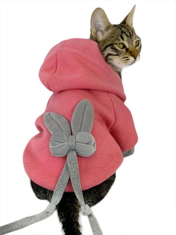 Pinky Rabbit Sweatshirt Kapşonlu Kedi Kıyafeti Kedi Sweatshirt - Image 1