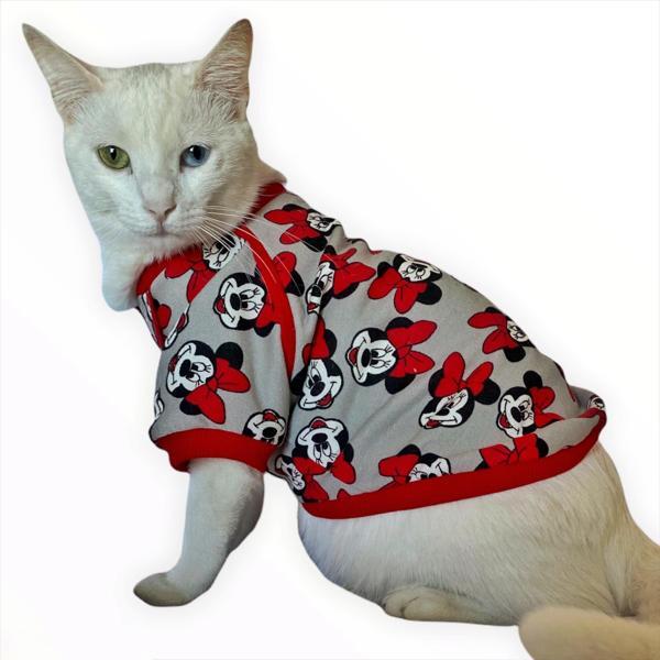 Red Mickey İnce Kedi Ceketi Kedi Kıyafeti Kedi Elbisesi Kedi Modası - Image 1