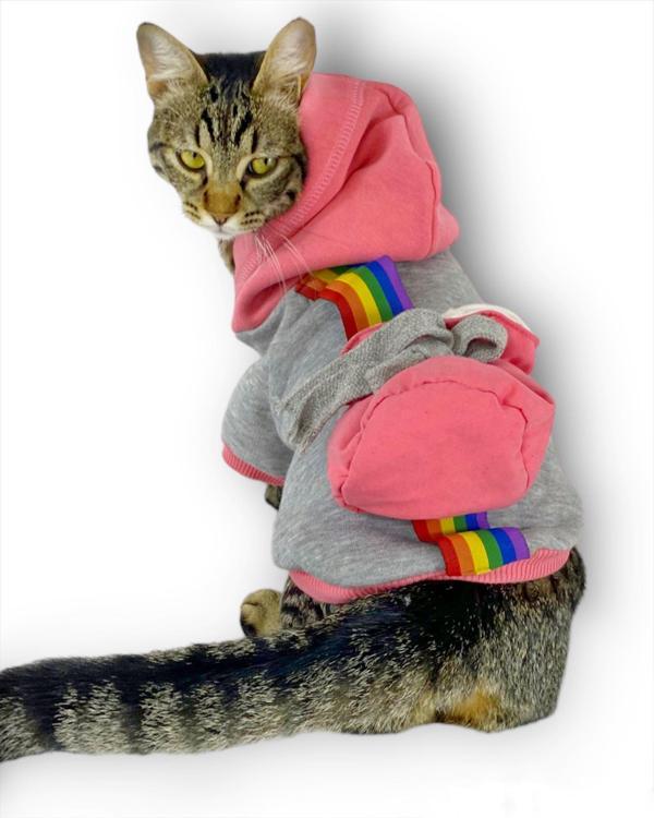 MyPocket Sweatshirt Duo Kapşonlu Kedi Kıyafeti Kedi Sweatshirt - Image 1
