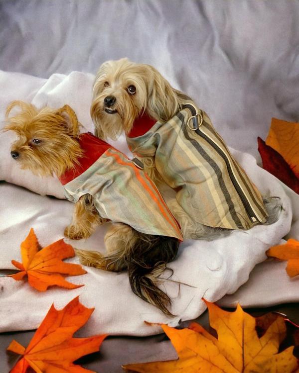 Stripe Orange Su itici Köpek Yağmurluğu  - Image 1