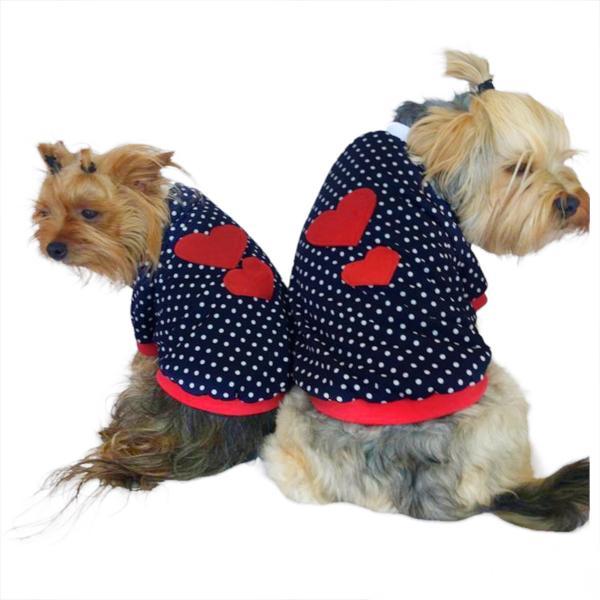 Dots Love Mom Oval Yaka Tişört Köpek Kıyafeti Köpek Elbisesi, Anneler Günü - Image 1