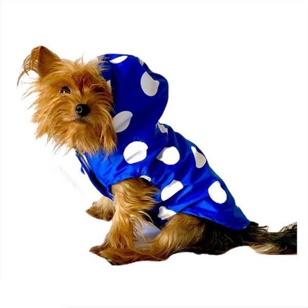 Mega Dots Blue Yağmurluk Kapşonlu  Köpek Yağmurluğu  - Image 1
