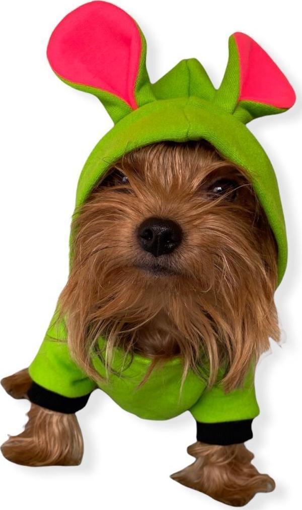 Shipy Pink Stripe Kulaklı Köpek Tulumu Kıyafeti - Image 1