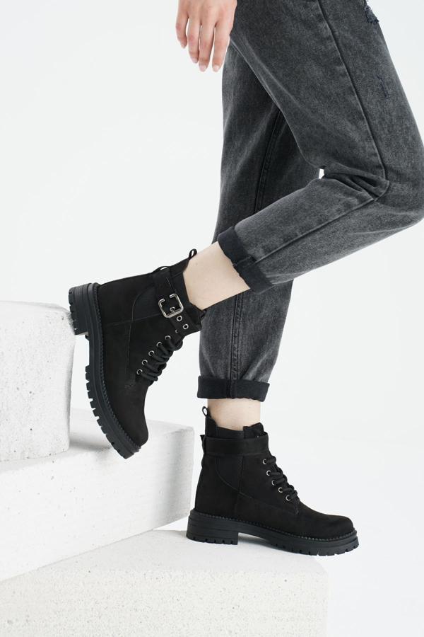 Yandan Lastikli Kemerli Günlük Kadın Bot&Bootie TS1084 - Image 1