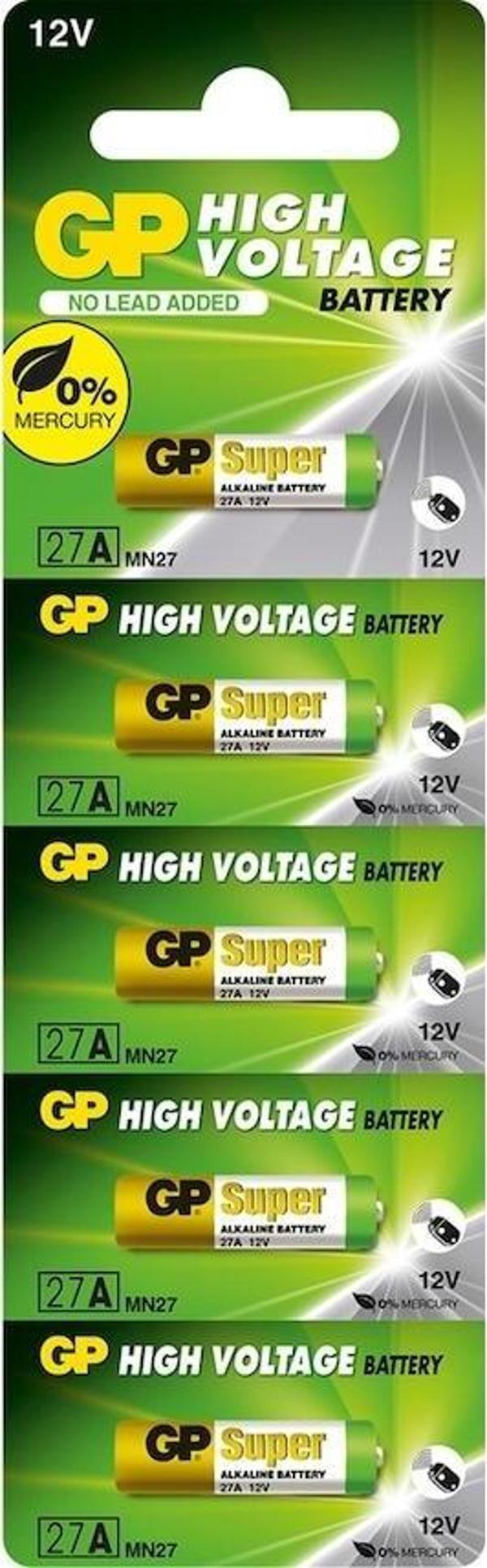 GP Super 27A MN27 12V Alkalin Kartela Pil 5'li - Image 1