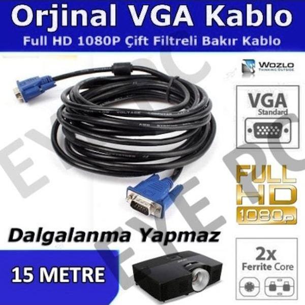15 Metre Vga Mönitör Tv Projeksiyon Kablosu Kaliteli Çift Filtre - Image 1