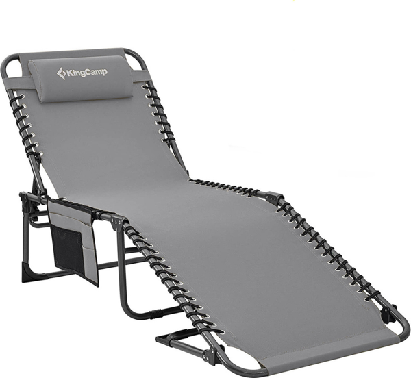 KingCamp Berlin Classic Comfort Lounge 5 Kademeli Katlanır Şezlong Grey - Image 1