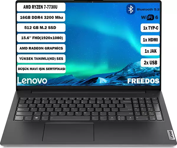 Lenovo V15 G4 Abp Amd Ryzen 7 7730U 16 GB 512 GB SSD 15,6" Fhd Freedos 82YY0012TR+165 - Image 1
