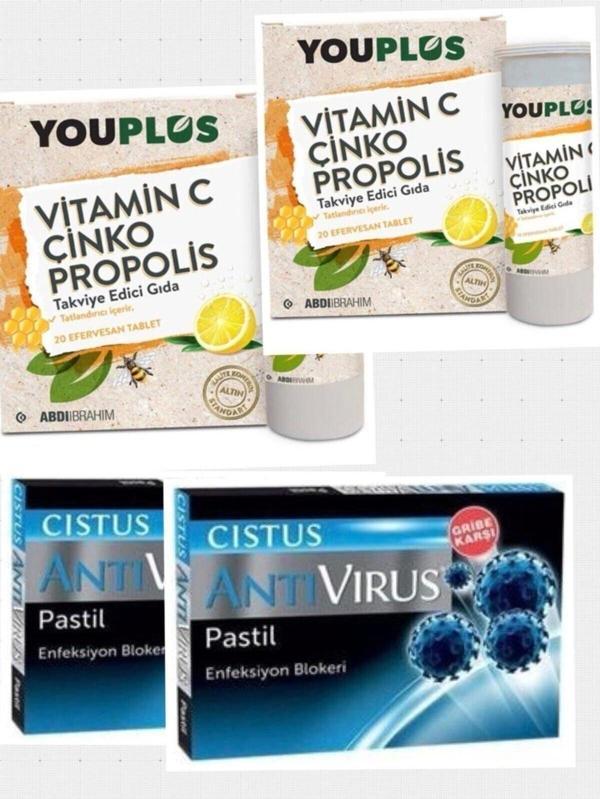 Youplus 2 Adet Vitamin C Çinko Propolis Ve 2 Adet Antivirüs Pastil - Image 1