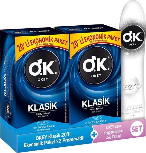 Okey Klasik 40'Lı Prezervatif & Zero Kayganlaştırıcı Jel 100 Ml - Image 1