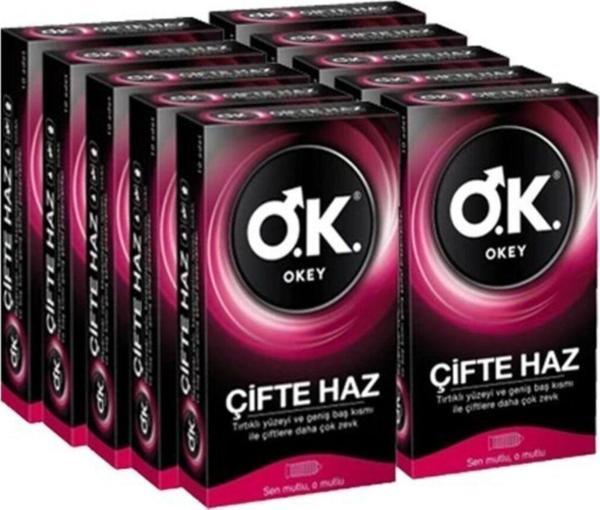 Okey Prezervatif Çifte Haz Tırtıklı Yüzey 100 Lü ( 10 X 10 ) - Image 1