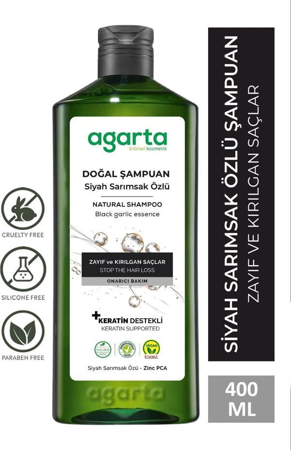 Agarta Doğal Saç Dökülmesine Karşı  Siyah Sarımsaklı Şampuan 400 Ml - Image 1