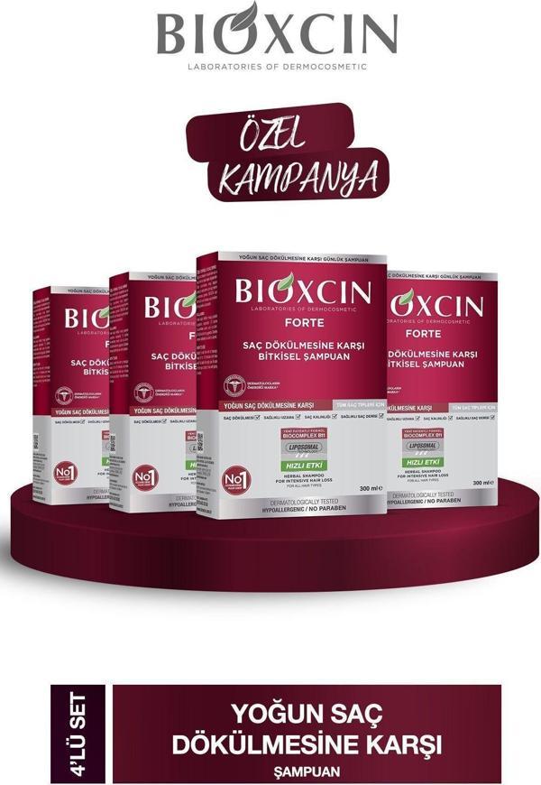 Bioxcin Forte Şampuan 4Lü Fırsat Paketi 4 Adet 300 Ml Yoğun Dökülme Karşıtı Şampuan - Image 1