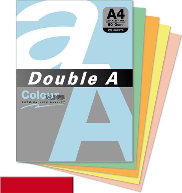 Double A Renkli Kağıt 25 Lİ A4 80 GR Kırmızı - Image 1