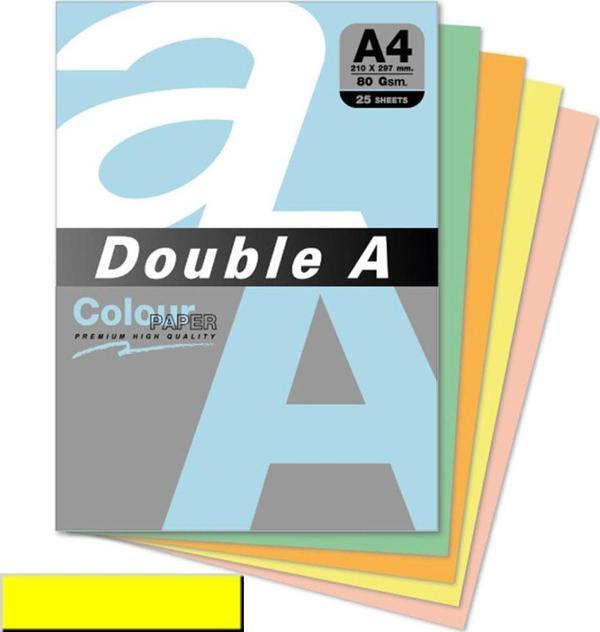 Double A Renkli Kağıt 25 Lİ A4 80 GR Limon Sarısı - Image 1